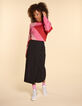 I.Code black ribbed long wrap skirt-4