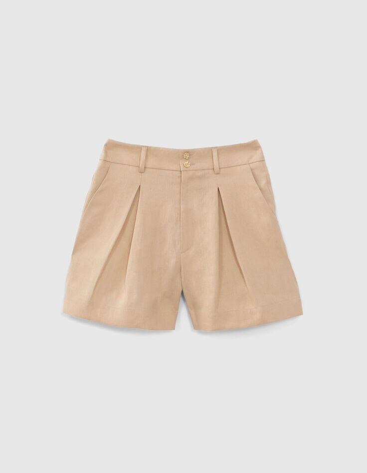 Shorts beige pinzas lino I.Code -6