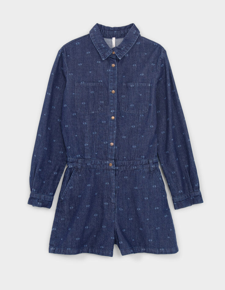 I.Code raw double heart monogram print playsuit-6