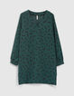 I.Code imperial green dress with wave print-6