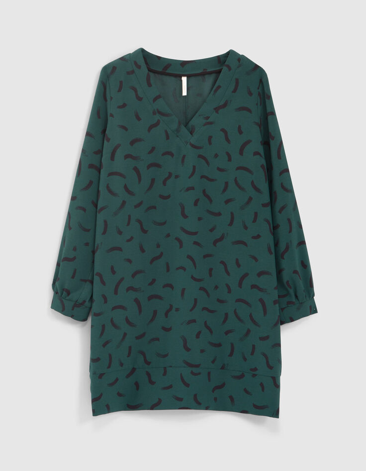 I.Code imperial green dress with wave print-6