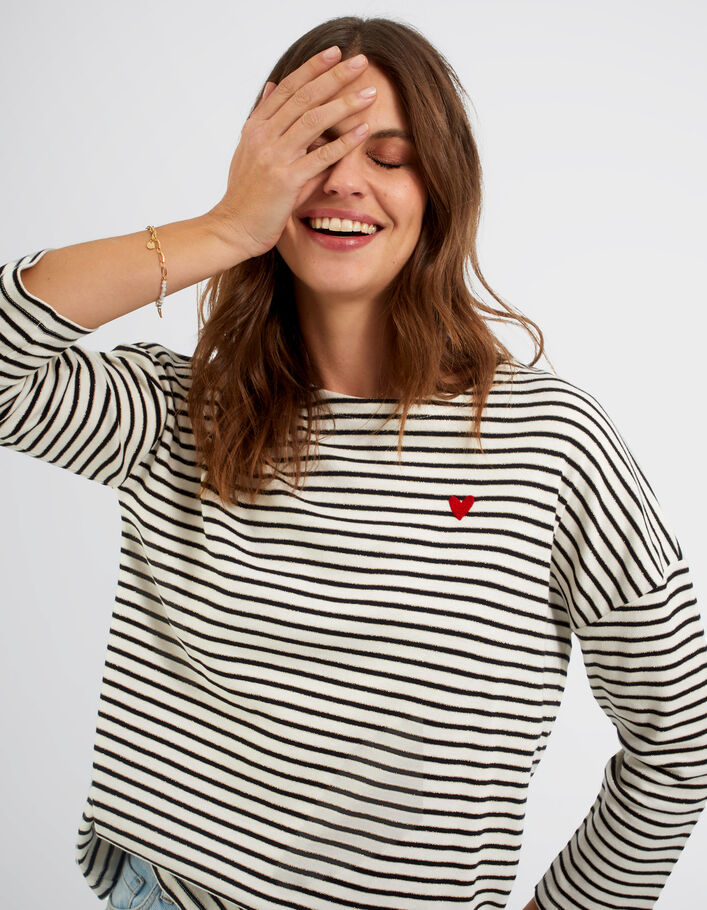 I.Code sailor T-shirt with embroidered stripes and heart