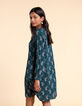 I.Code Paisley print midnight green dress-3