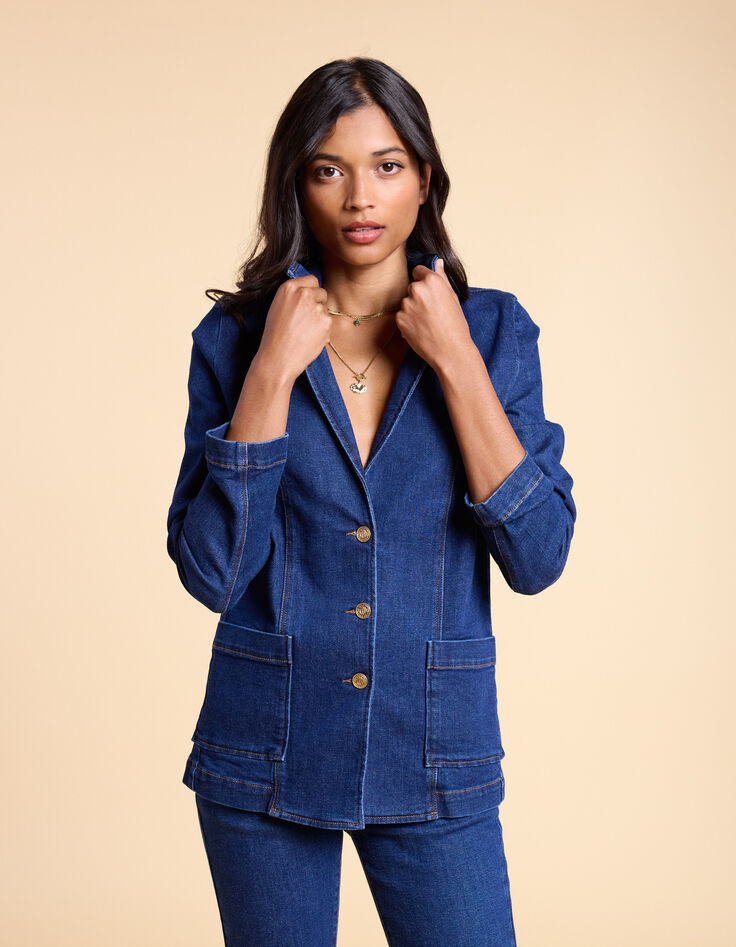 Veste de costume en jean bleu authentique I.Code-1