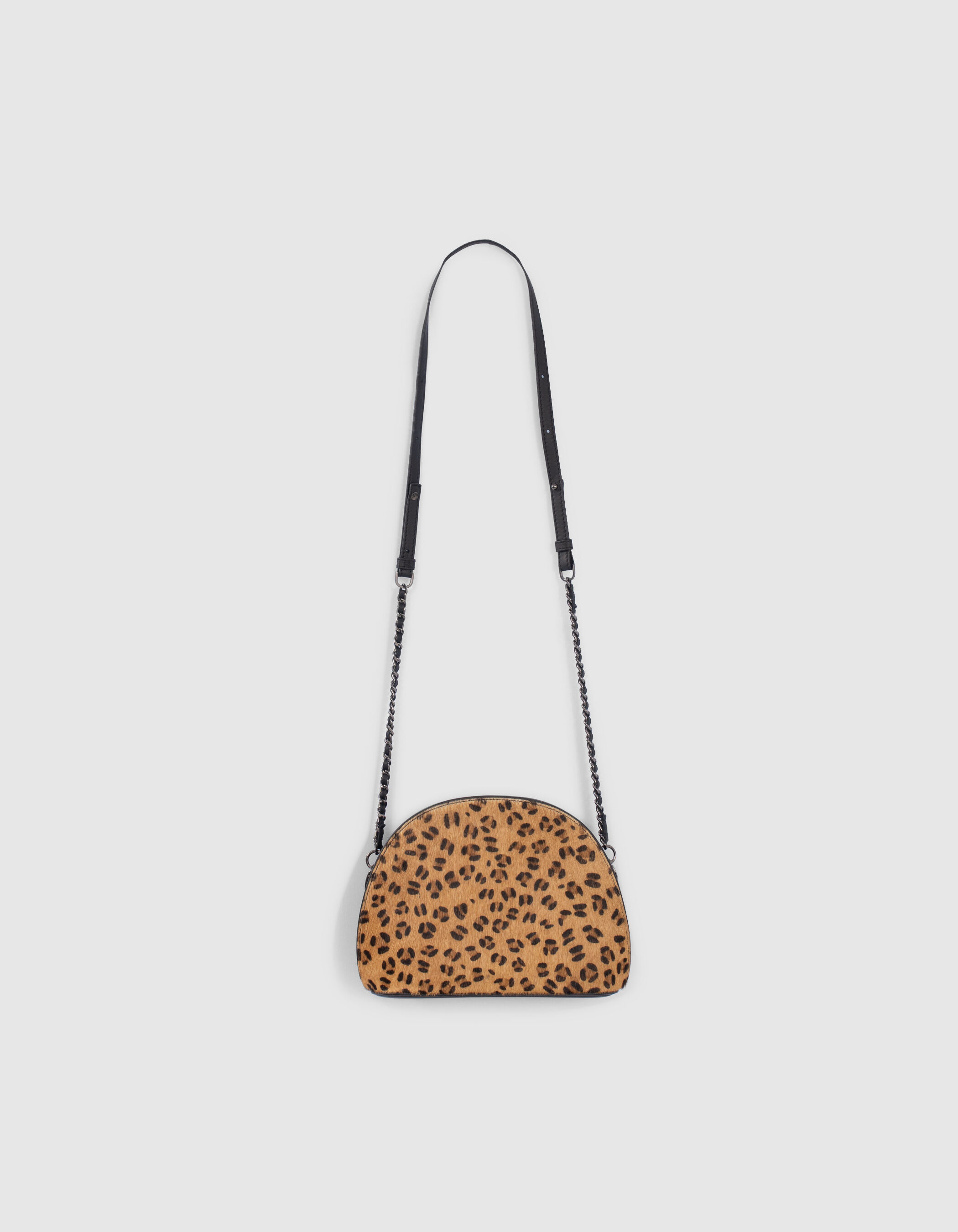 I.Code black leather and leopard print shoulder bag