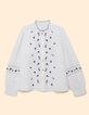 I.Code off-white blouse with flower embroidery-8