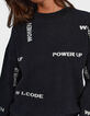 I.Code black jacquard knit slogan sweater-4