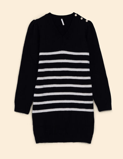 I.Code black knit dress with white and gold stripes - I.CODE