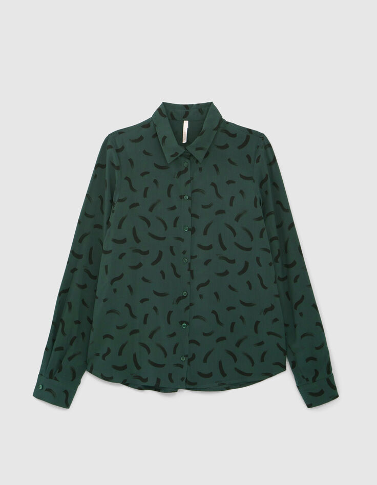 I.Code imperial green wave print shirt-5