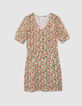 Lachsrosa Kleid mit Blumenprint I.Code-6