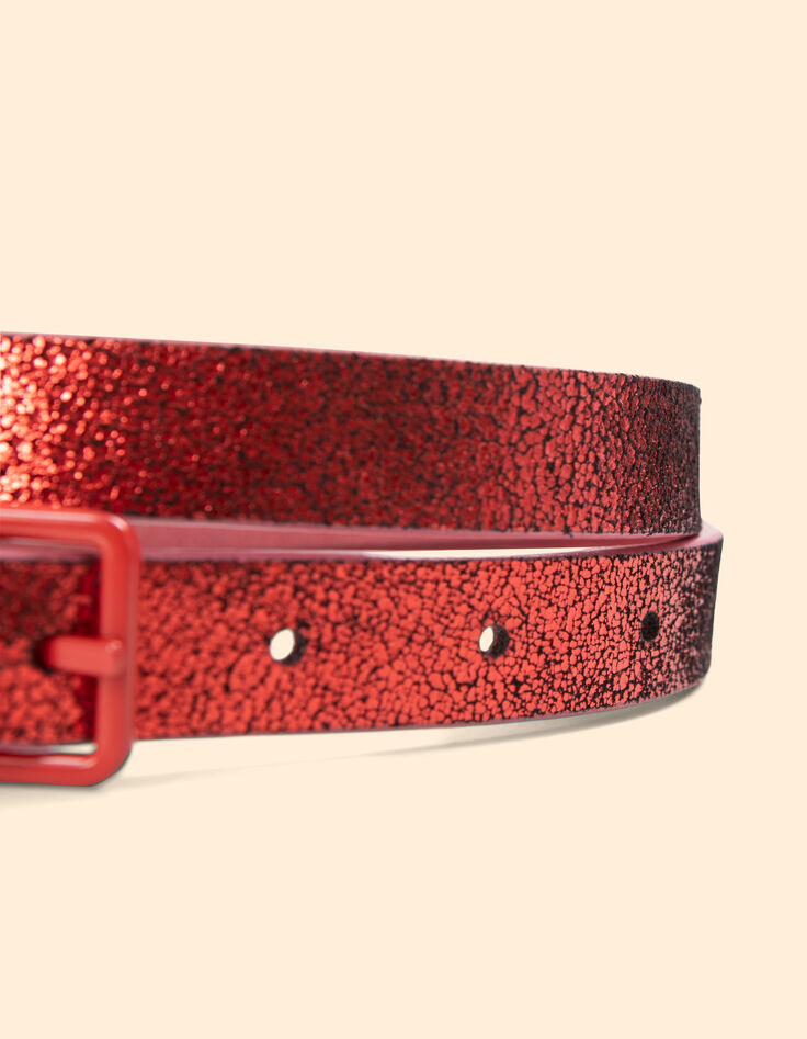 Ceinture réversible bubble gum et rouge métallisé I.Code-7