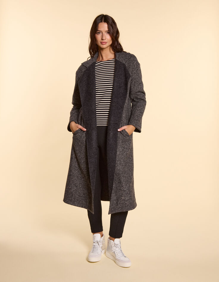 Manteau réversible gris et motif chevrons I.Code-2