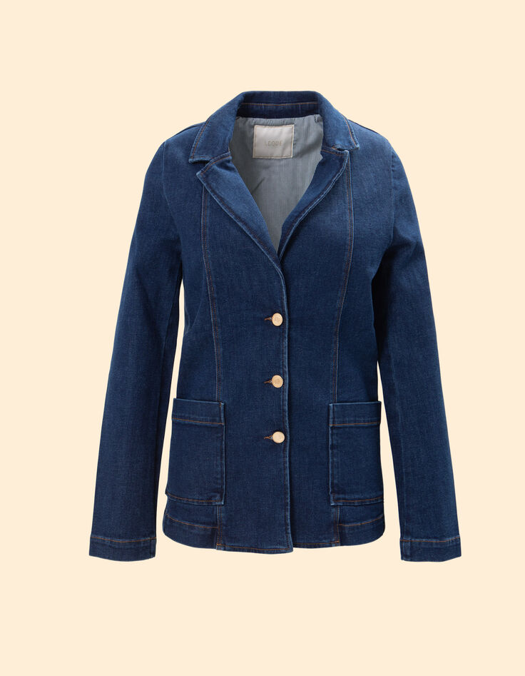 Veste de costume en jean bleu authentique I.Code-5