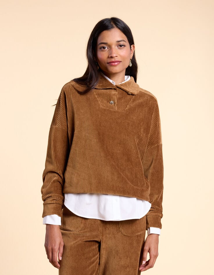 I.Code Camel corduroy sweater-2