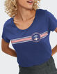 Saffierblauw T-shirt met tekst en strepen I.Code -2