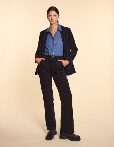 I.Code navy drop-front suit trousers - I.CODE