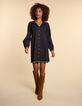 I.Code black dress with embroidered sleeves-5