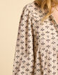 I.Code off-white blouse with black petal print-4