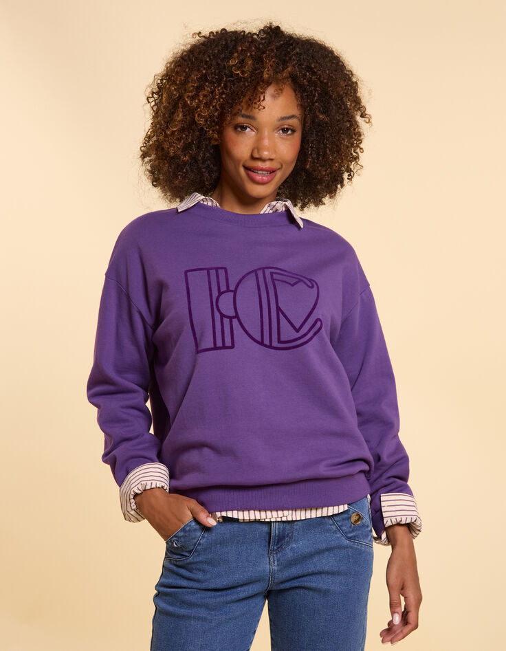 I.Code Dark purple maxi sweatshirt monogrammed-2