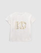 Weißes T-Shirt mit Gold-Monogramm I.Code -6