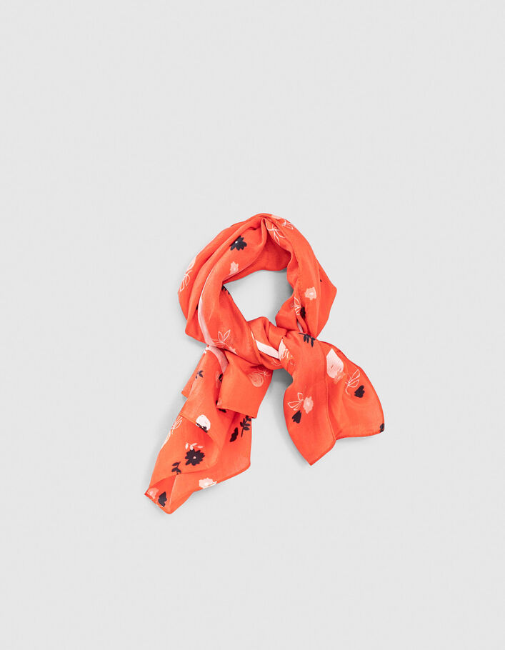 Verzamelen achterstalligheid schrijven Vierkante sjaal spicy orange met spicy bloemen I.Code