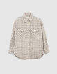 I.Code beige tweed-style overshirt-7