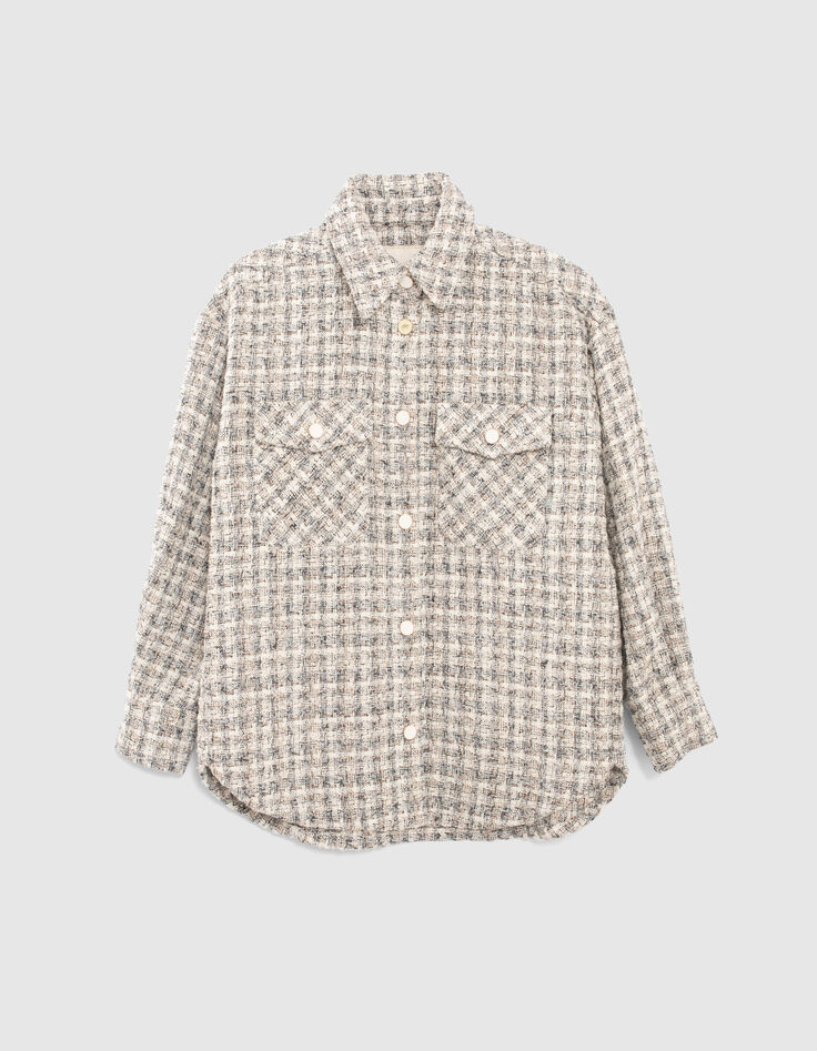 I.Code beige tweed-style overshirt-7