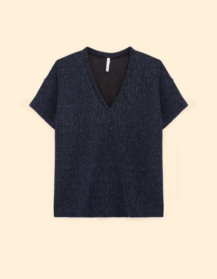 I.Code dark blue metallic knit T-shirt-6