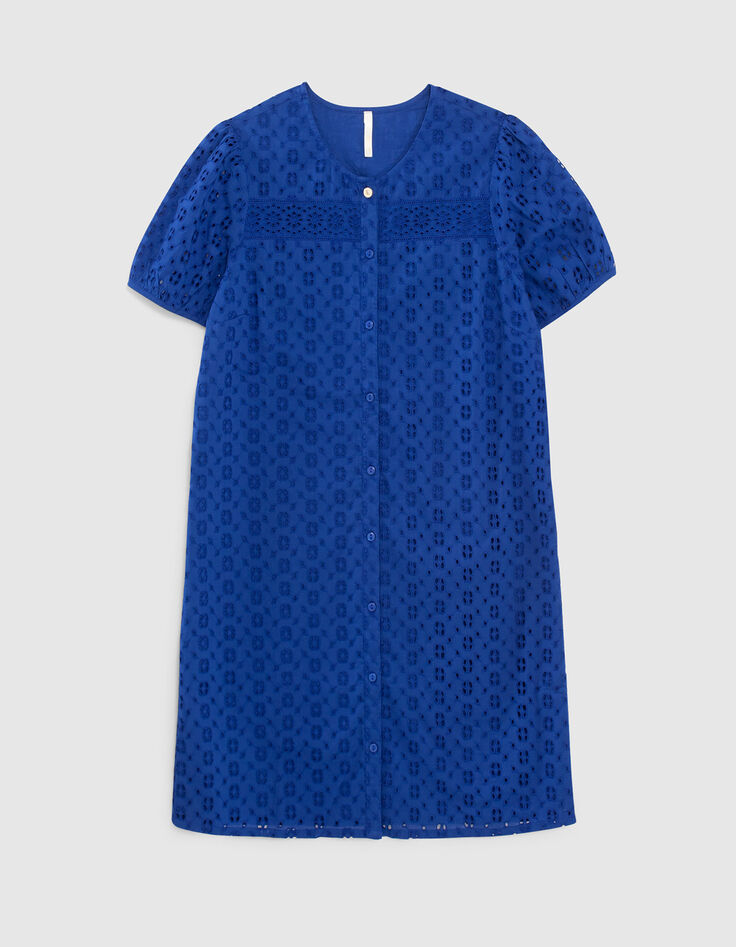 I.Code electric blue eyelet embroidery dress-6