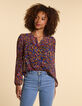 Camelbraune Bluse mit buntem Paisleyprint I.Code-2