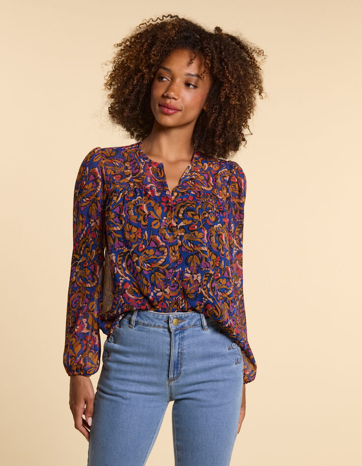 I.Code camel blouse with multicolour paisley print-2