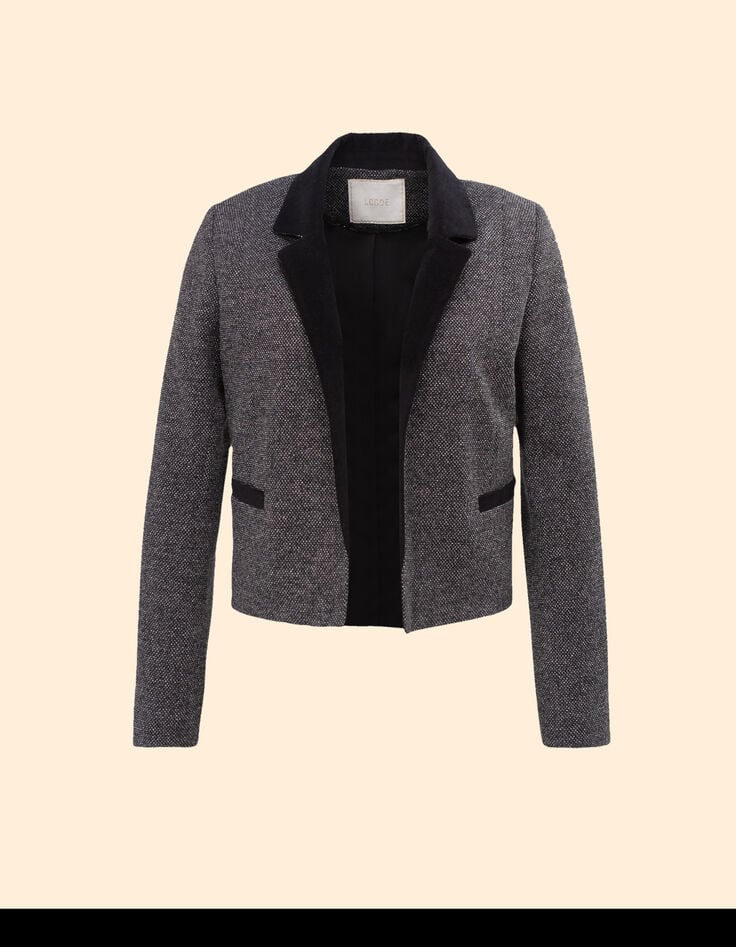 Kurzer, schwarzer Blazer in falschem Uni I.Code-7