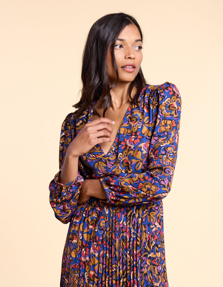 I.Code camel long dress with multicolour paisley print-5