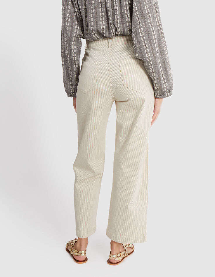 Pantalon large beige à fines rayures I.Code-4