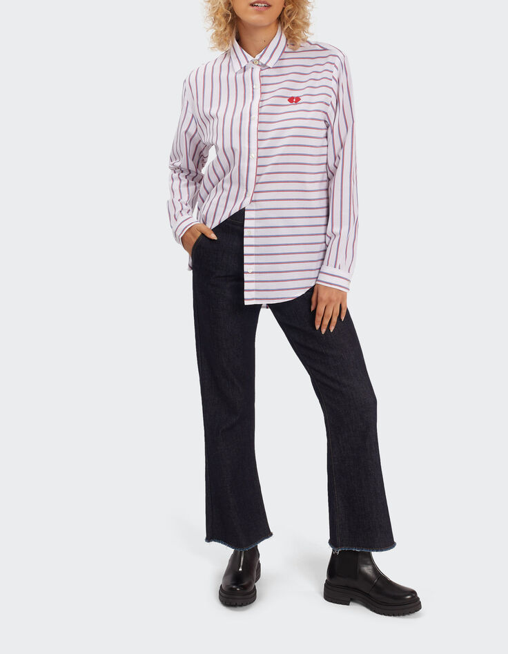 I.Code off-white shirt with two-tone stripes-3