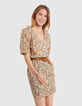 Lachsrosa Kleid mit Blumenprint I.Code-3