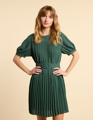 I.Code night green pleated dress - I.CODE