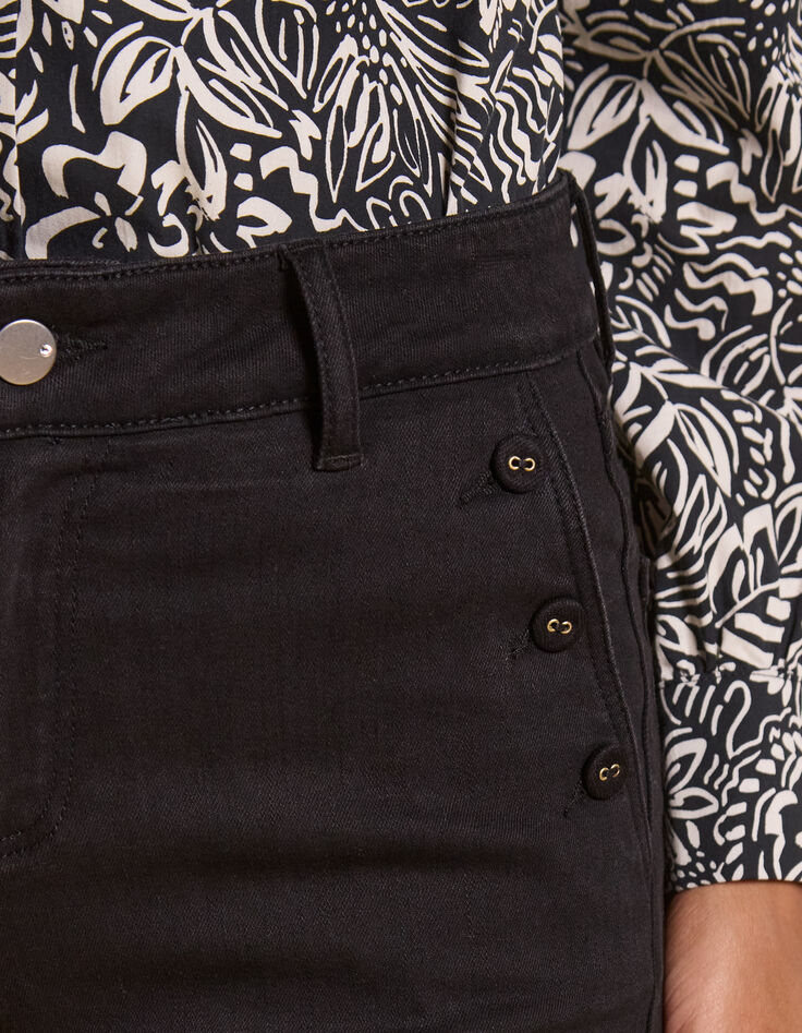 I.Code black flared jeans with buttoned pockets-4