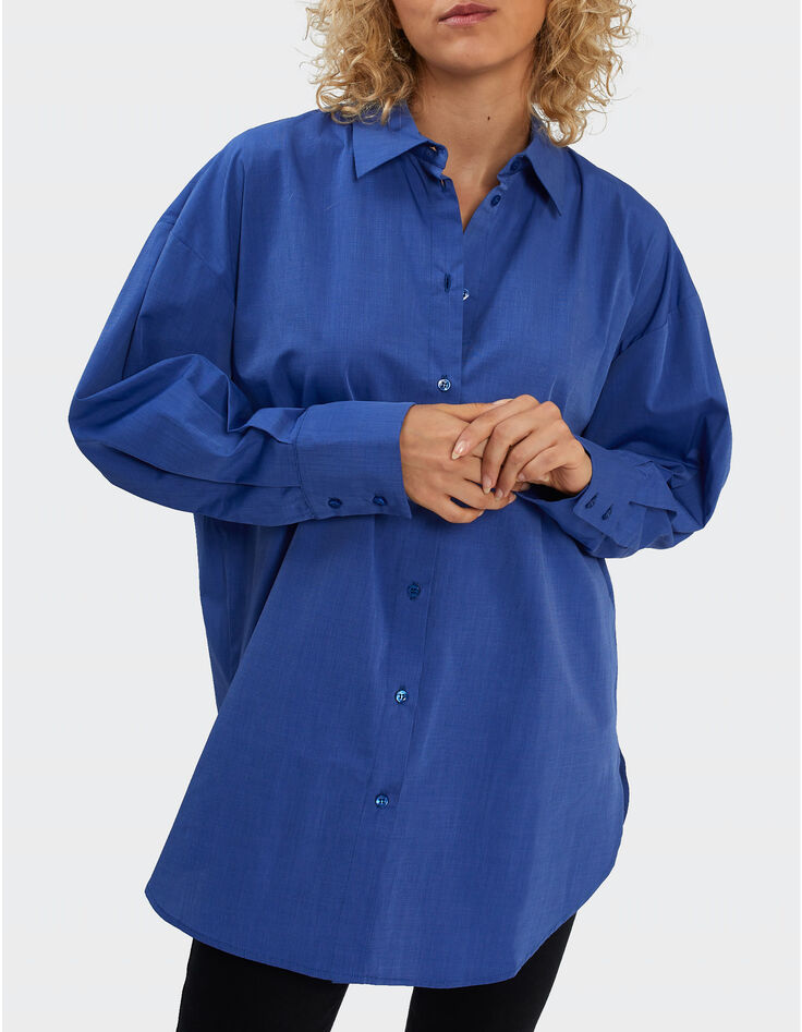 Chemise mi-longue bleu saphir I.Code-2