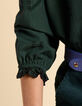 I.Code night green embroidered blouse-5