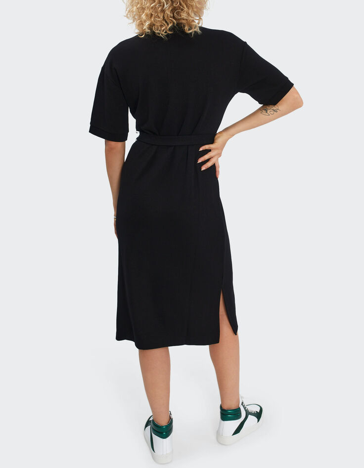 Robe-polo longue noire maille piquée I.Code-3