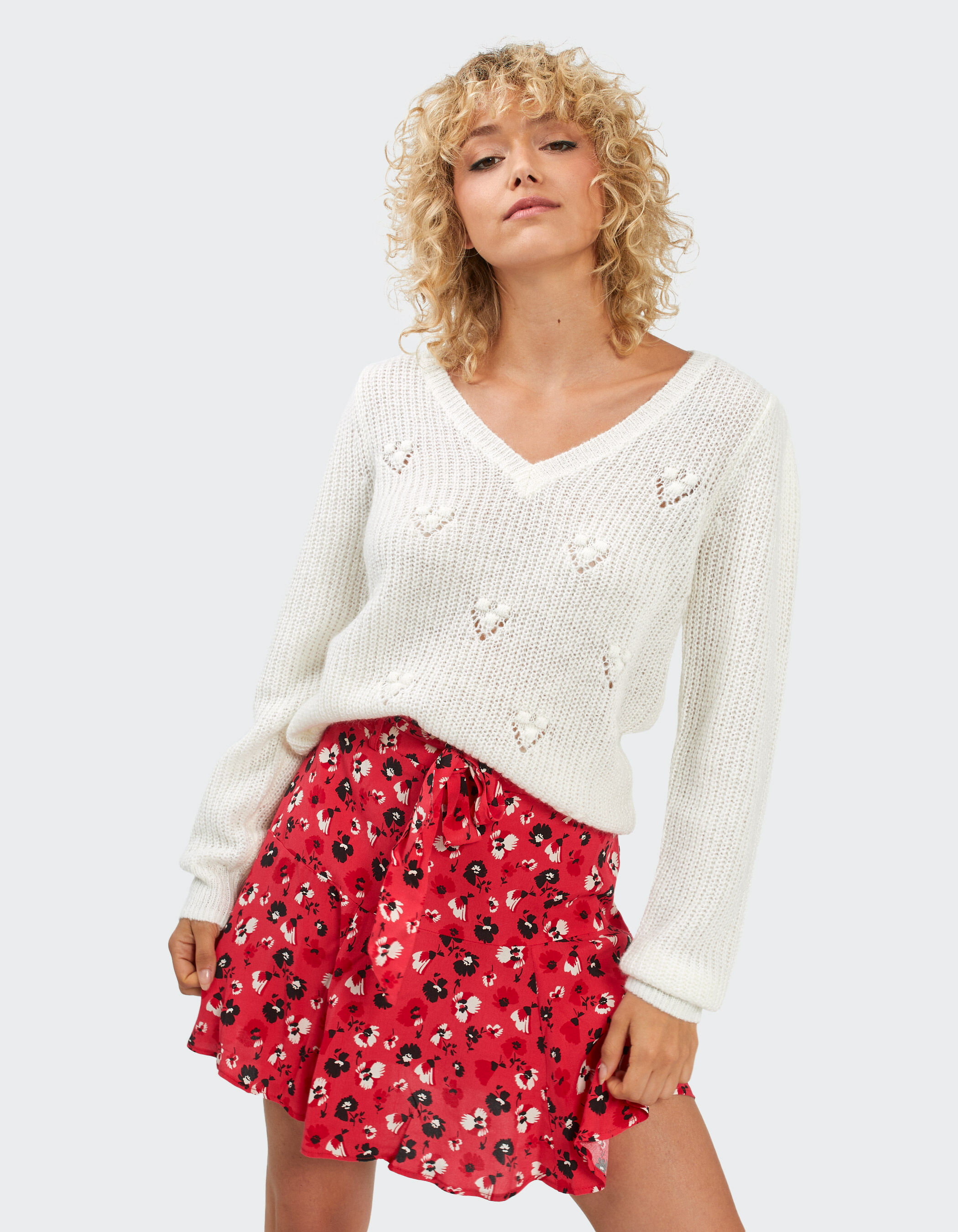 I.Code flash pink rock floral print short skirt