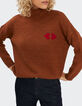 I.Code dark chestnut knit sweater with heart kisses-1