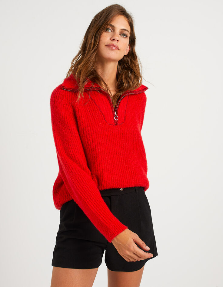 Pull candy red tricot col camionneur argenté I.Code-2