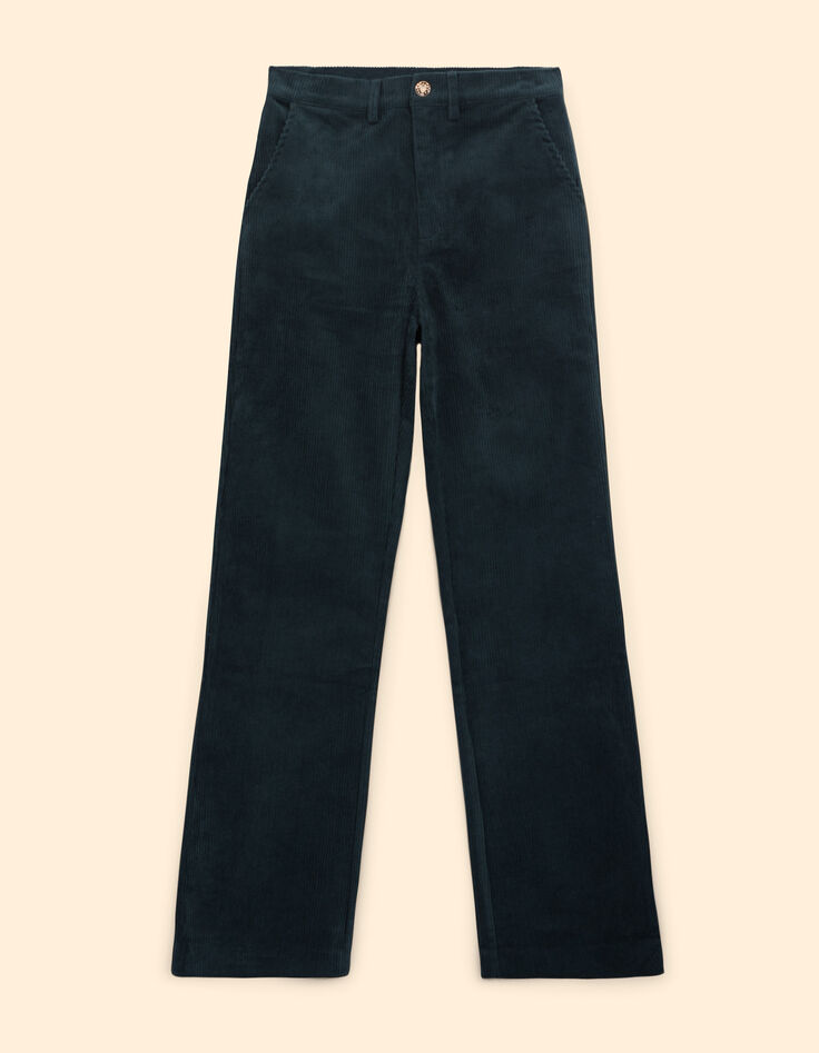 Pantalon de costume vert nuit velours côtelé I.Code-5