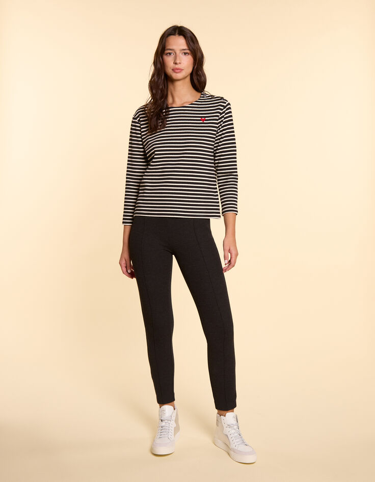 I.Code black sailor stripe top with heart embroidery-5