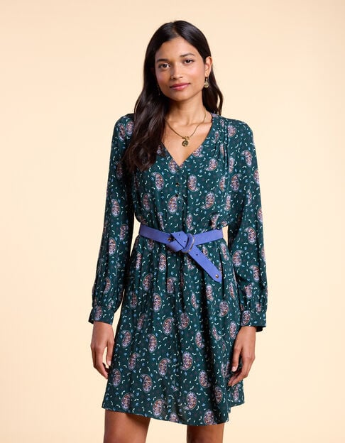 Vestido verde medianoche con estampado paisley I.Code - I.CODE