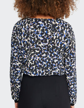 I.Code black tachist print blouse