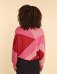 Pull Red jacquard motif color block I.Code-3