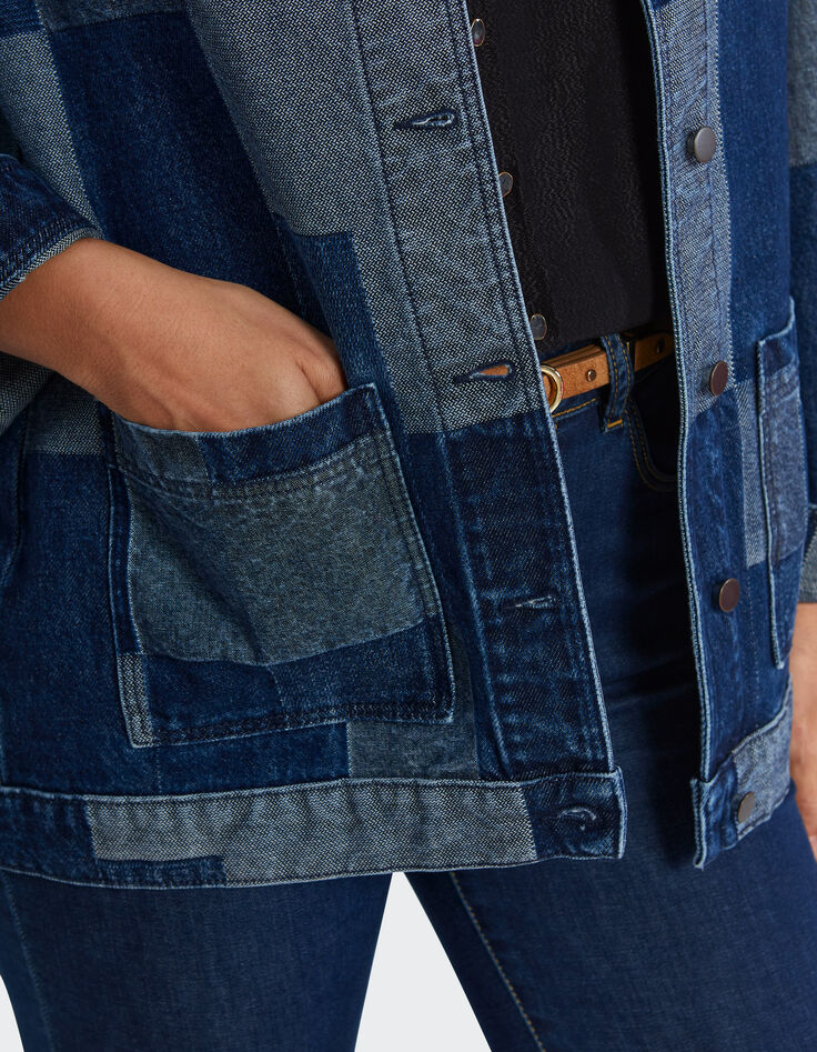 Blaue Jeansjacke im Patchwork-Stil I.Code-10